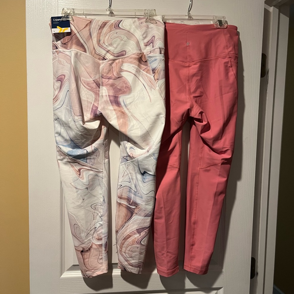 OLD NAVY HIGH WAISTED POWERSOFT LEGGINGS 2 PAIR SIZE LARGE NWT! - Picture 2 of 4